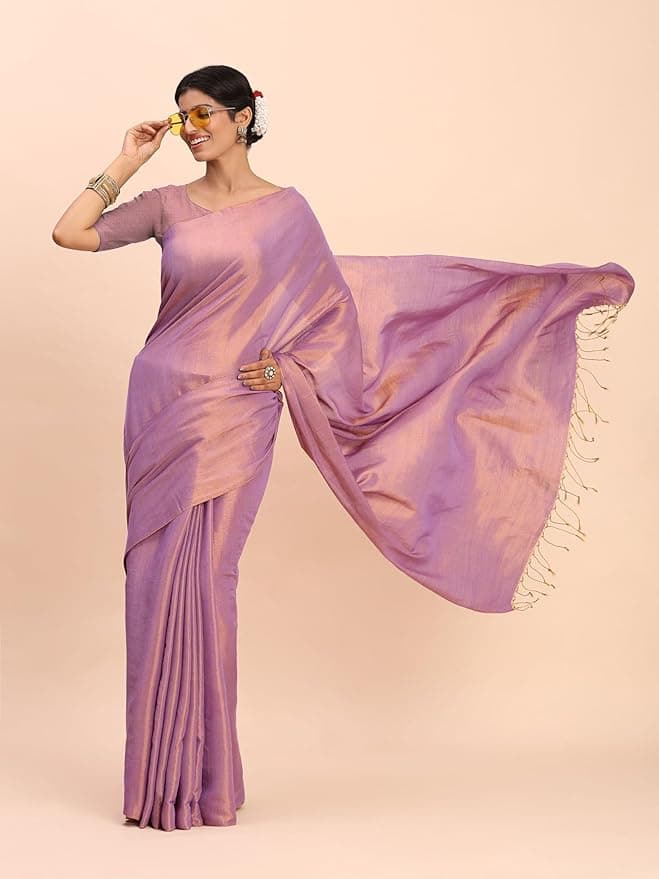 Handloom Tissue Saree for Women (Lavender) 4
