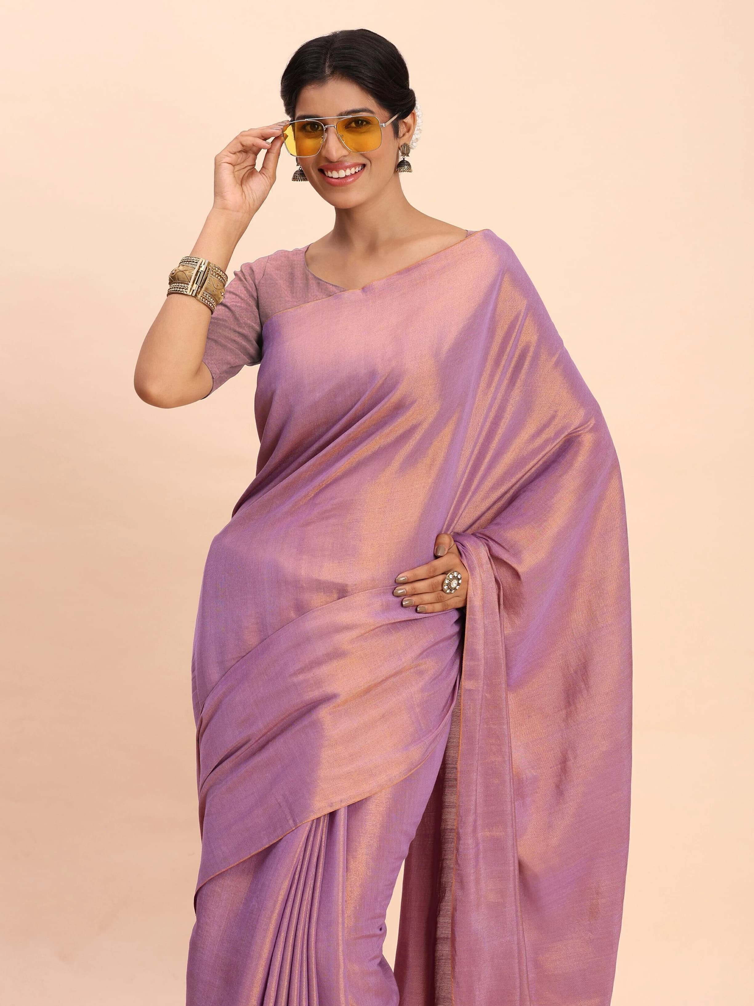 Handloom Tissue Saree for Women (Lavender) 5