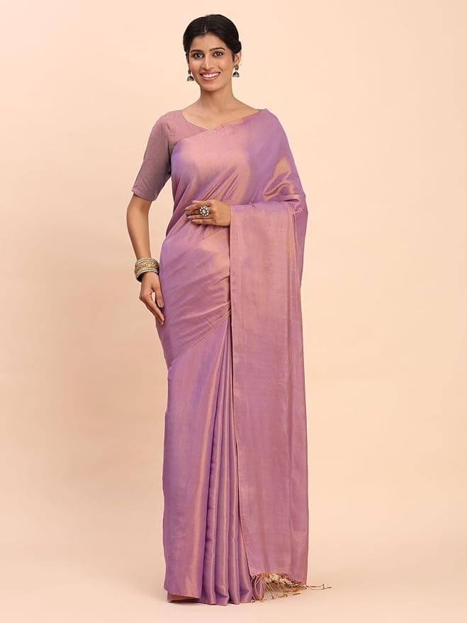 Handloom Tissue Saree for Women (Lavender) 2