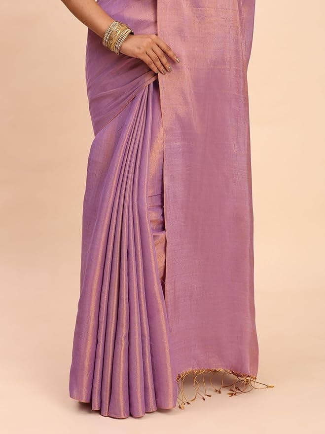 Handloom Tissue Saree for Women (Lavender) 3