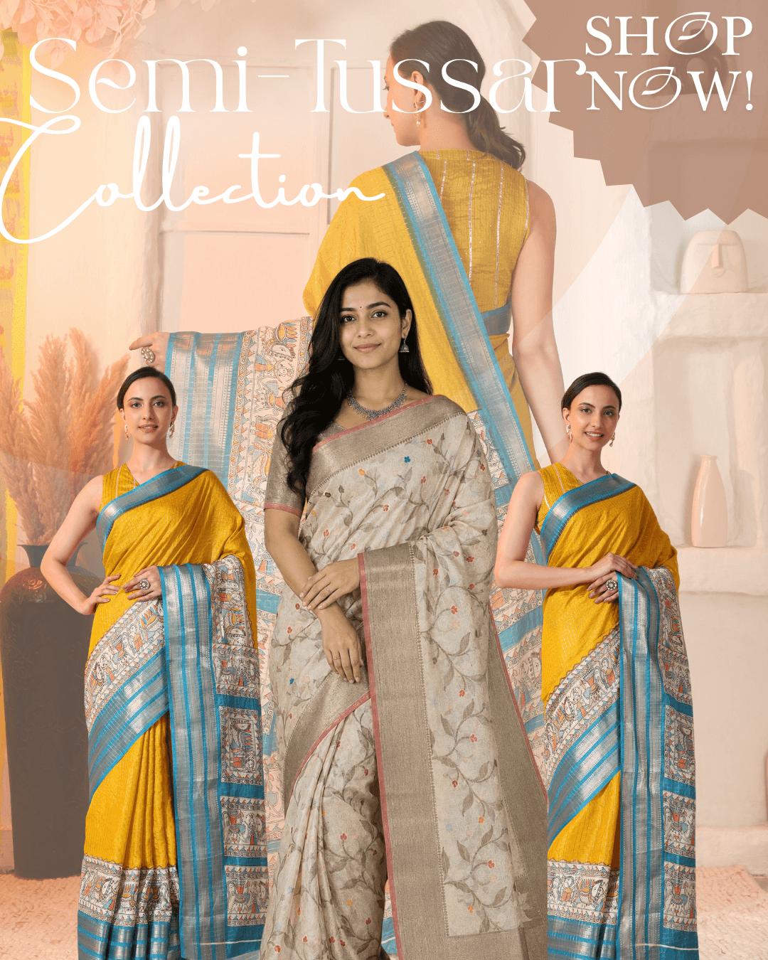 Semi Tussar Silk Sarees