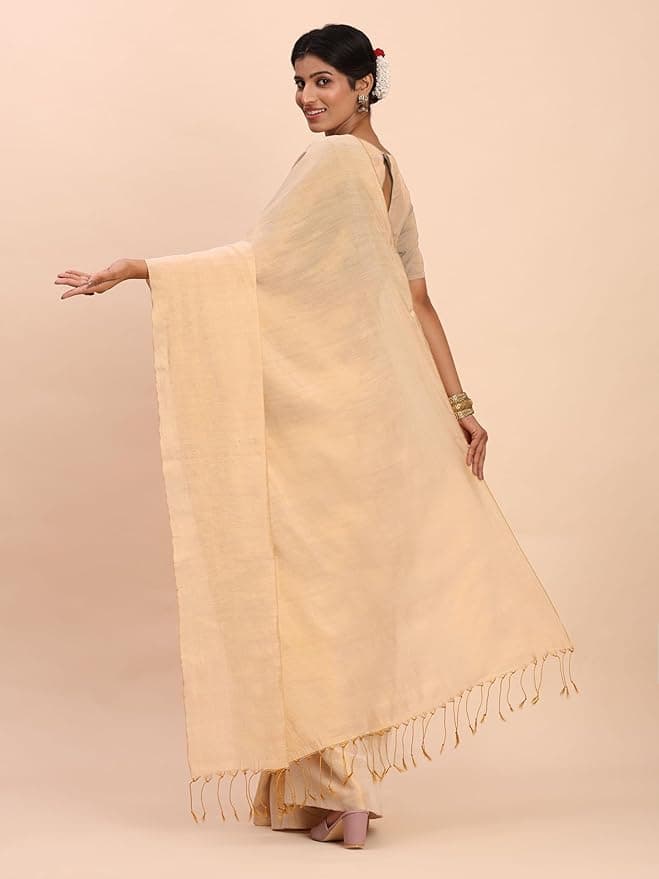 Handloom Tissue Saree for Women (Cream) 2