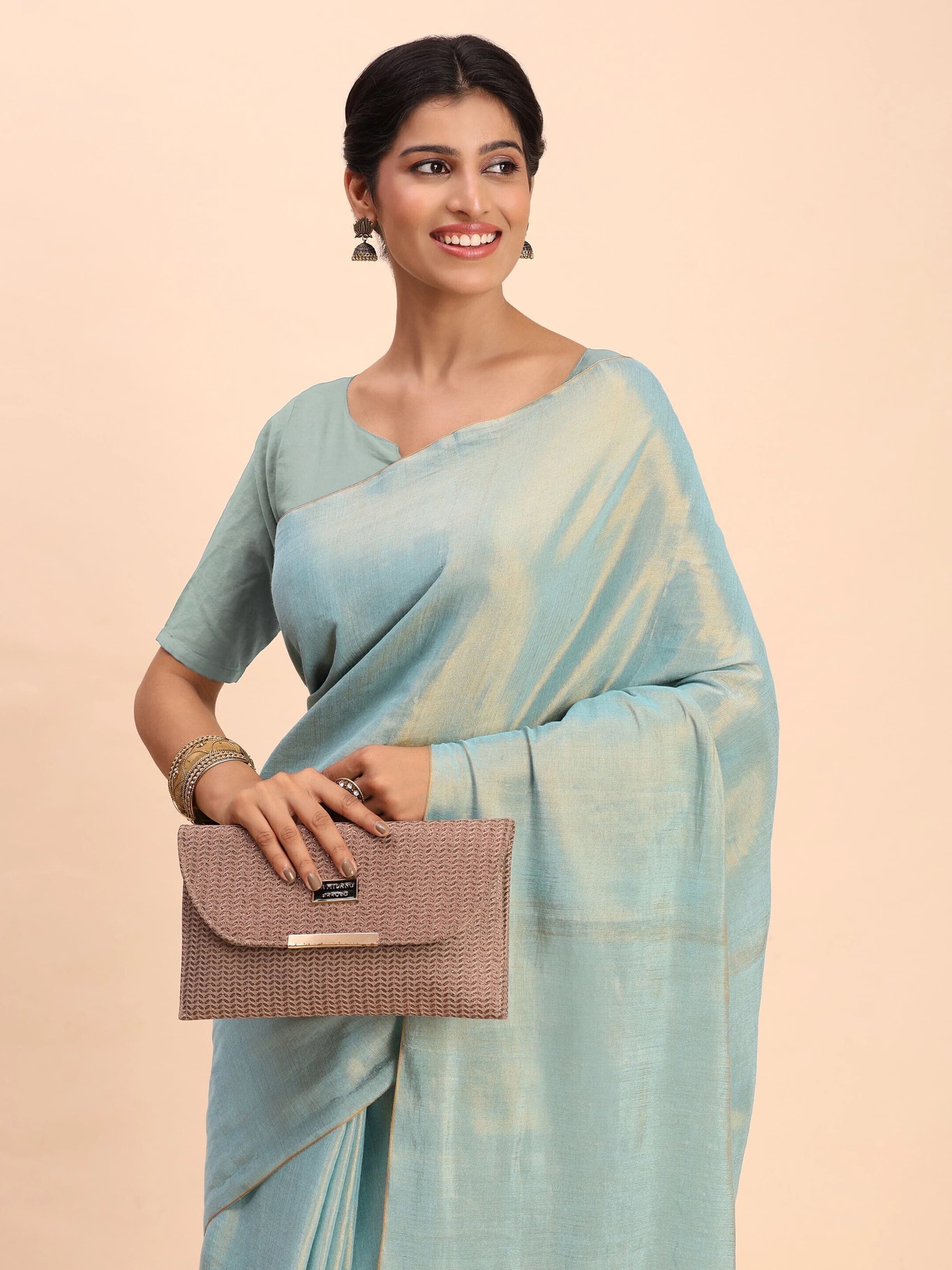Handloom Tissue Saree for Women (Sea Green)