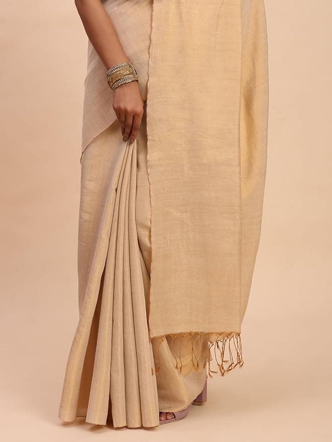 Handloom Tissue Saree for Women (Cream) 3